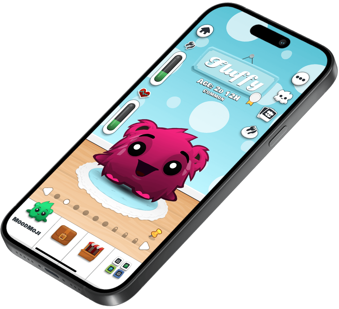 iPhone with app screenshot